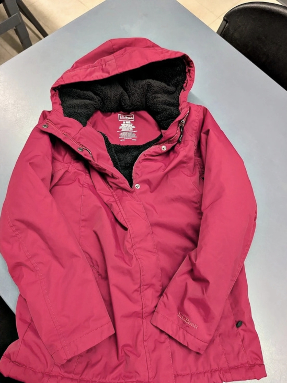 L.L. Bean Winter Warmer Jacket M Reg Magenta Pink Fleece Lined Hooded 271136